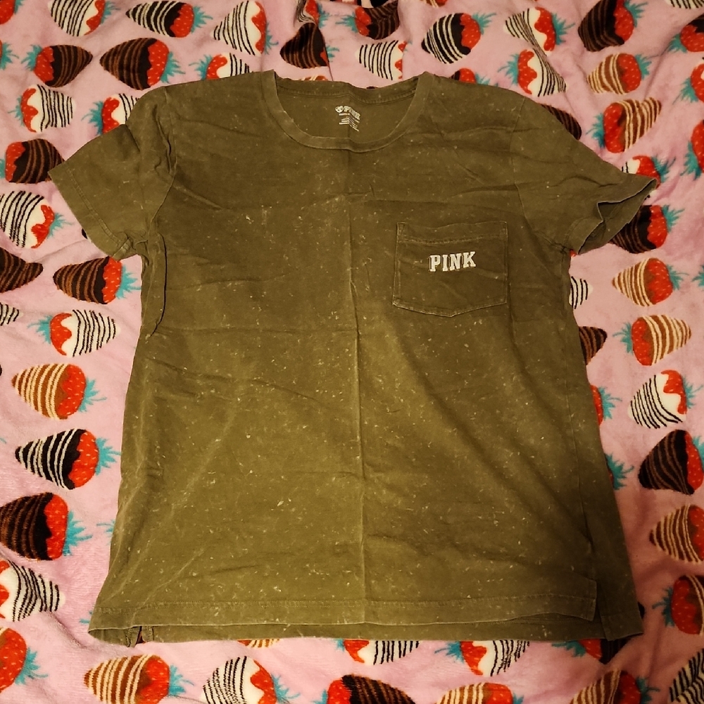 PINK Heathered Green Graphic Tee